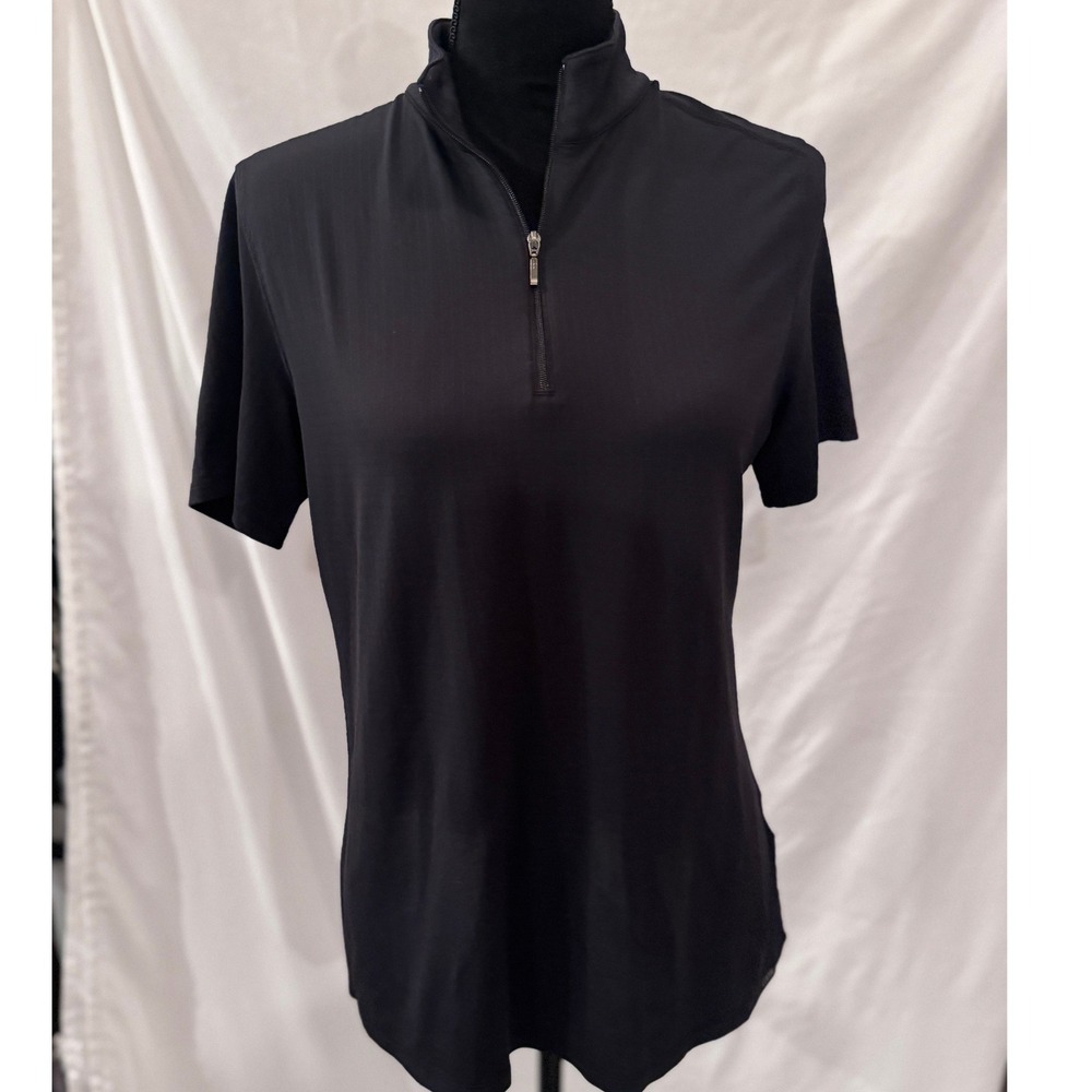 Dover Saddlery Coolblast Equestrian Sun Shirt Womens Large Black Quarter Zip Top